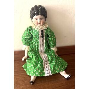 Vintage China Head Doll w/China Arms & Legs 15” Victorian Style Body Dress Lace